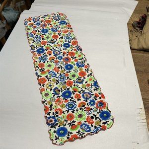 Vintage Specialty House Scarf Floral Mod Head Wrap Orange Blue Green